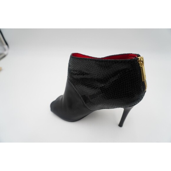 Charles Jourdan Black Snakeskin Back Zipper Peep Toe Stiletto Ankle Boot Sz 8.5 - Picture 8 of 12